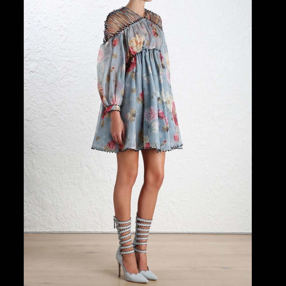 Zimmermann Dupe Lattice Havoc Floral Billow Dress